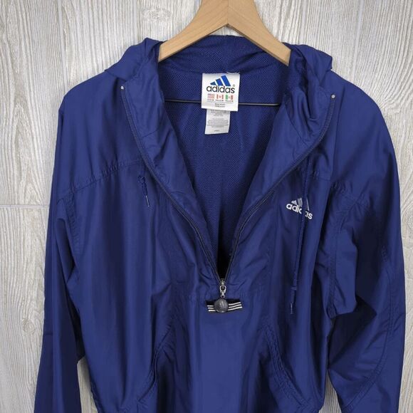 Adidas Anorak Jacket Mens 90s Half Zip Pull Over Windbreaker, Navy, Medium - Picture 4 of 10